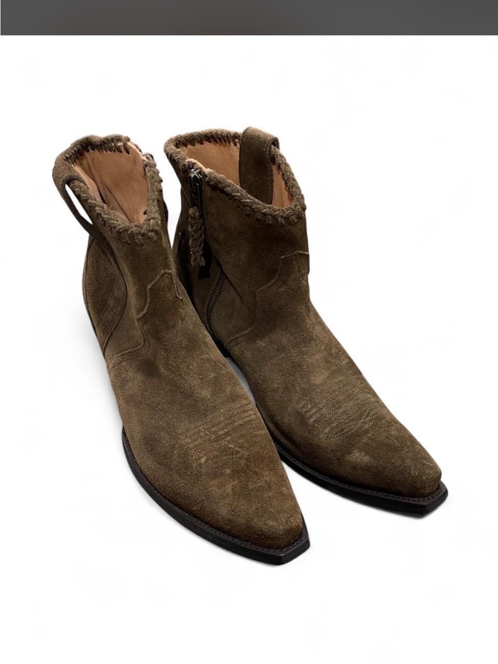 JRC & Sons Suede Ankle Booties - olive green